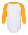 Augusta Sportswear 4420 Unisex Three-Quarter Raglan Sleeve Baseball Jersey T-Shirt - White/ Gold - front