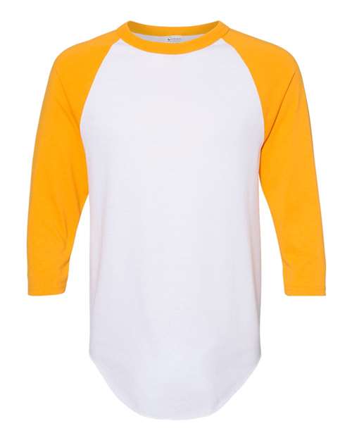 Augusta Sportswear 4420 Unisex Three-Quarter Raglan Sleeve Baseball Jersey T-Shirt - White/ Gold - front
