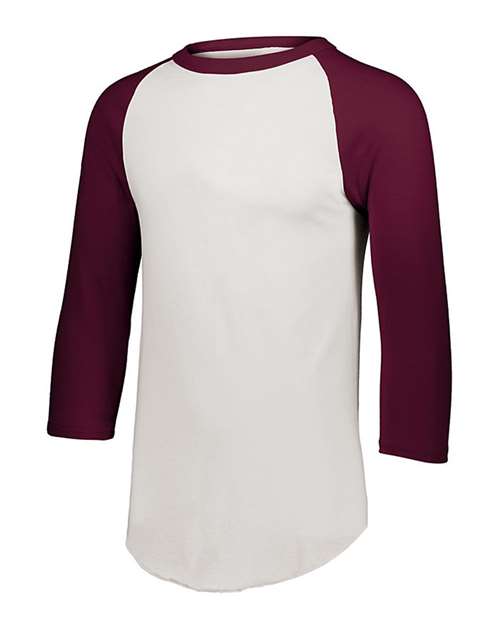 Augusta Sportswear 4420 Unisex Three-Quarter Raglan Sleeve Baseball Jersey T-Shirt - White/ Maroon - front