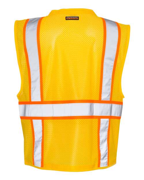 Kishigo B100-111 Unisex EV Series Enhanced Visibility Multi-Pocket Mesh Vest - Yellow/ Orange - B106 - back