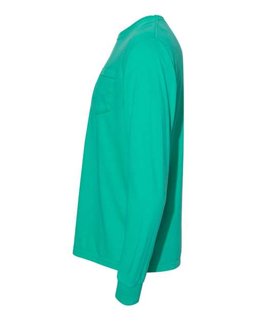 Comfort Colors 4410 Garment-Dyed Heavyweight Long Sleeve Pocket T-Shirt - Island Green - side