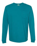 Comfort Colors 4410 Garment-Dyed Heavyweight Long Sleeve Pocket T-Shirt - Topaz Blue - front