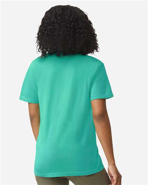 Comfort Colors 6030 Unisex Garment-Dyed Heavyweight Pocket T-Shirt - Island Green - model back