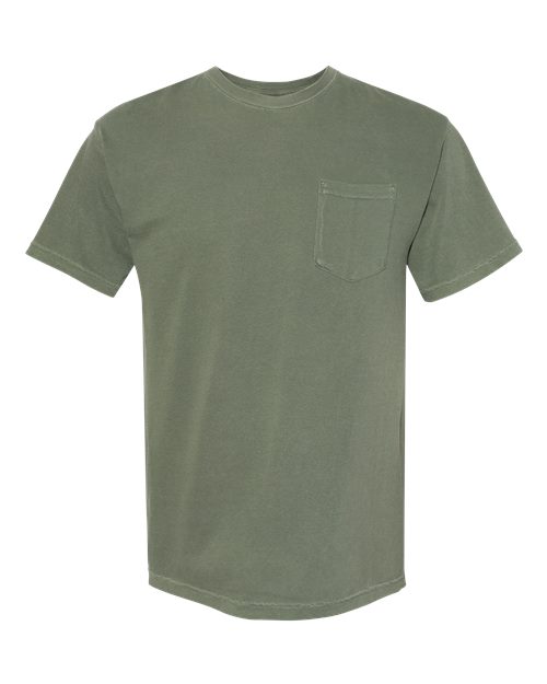 Comfort Colors 6030 Unisex Garment-Dyed Heavyweight Pocket T-Shirt - Moss - front