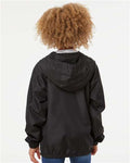 Independent Trading Co. EXP24YWZ Youth Lightweight Windbreaker Full-Zip Jacket - Black - model back