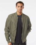 Independent Trading Co. EXP52BMR Unisex Lightweight Bomber Jacket - Army - model front