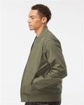 Independent Trading Co. EXP52BMR Unisex Lightweight Bomber Jacket - Army - model side