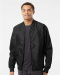 Independent Trading Co. EXP52BMR Unisex Lightweight Bomber Jacket - Black - model front