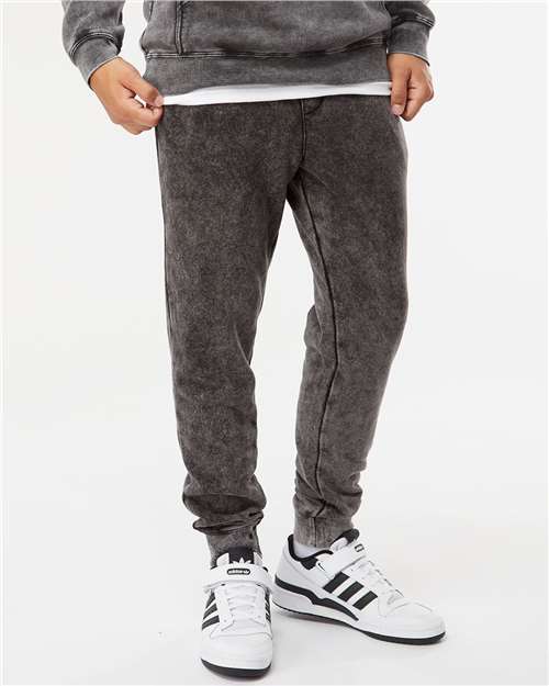 Independent Trading Co. PRM50PTMW Unisex Mineral Wash Fleece Sweatpants - Black - model front