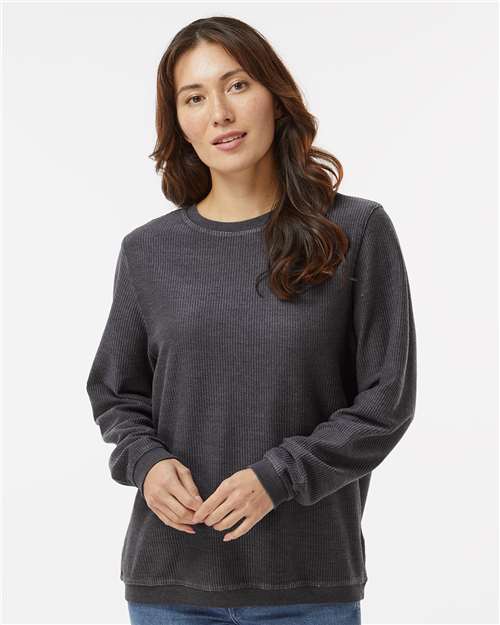 Boxercraft D02 Unisex Corded Crewneck Sweatshirt - Black - model front