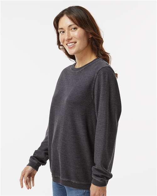 Boxercraft D02 Unisex Corded Crewneck Sweatshirt - Black - model side