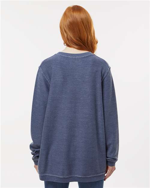 Boxercraft D02 Unisex Corded Crewneck Sweatshirt - Navy - model back