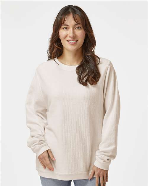 Boxercraft D02 Unisex Corded Crewneck Sweatshirt - Natural - model front