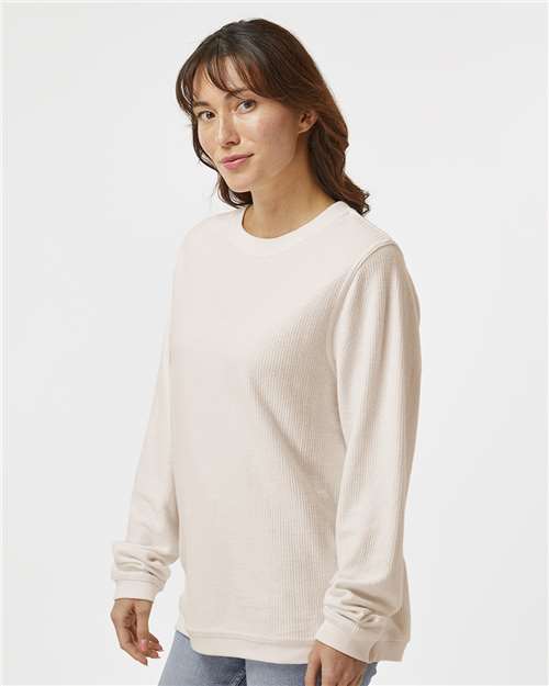 Boxercraft D02 Unisex Corded Crewneck Sweatshirt - Natural - model side