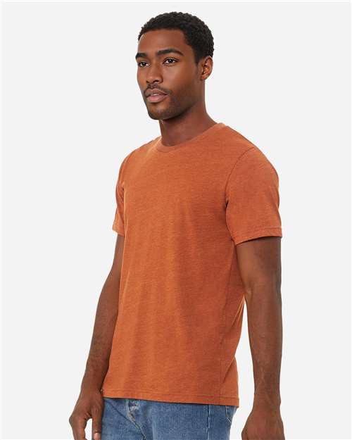 Bella+Canvas 3001CVC Unisex Heather CVC Short Sleeve Tee - Heather Autumn - model side
