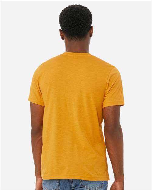 Bella+Canvas 3001CVC Unisex Heather CVC Short Sleeve Tee - Heather Mustard - model back