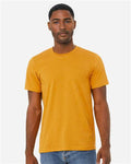 Bella+Canvas 3001CVC Unisex Heather CVC Short Sleeve Tee - Heather Mustard - model front