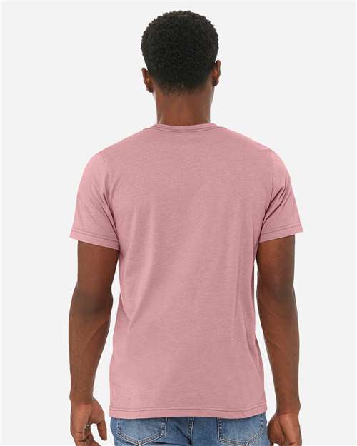 Bella+Canvas 3001CVC Unisex Heather CVC Short Sleeve Tee - Heather Orchid - model back