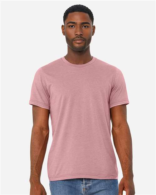 Bella+Canvas 3001CVC Unisex Heather CVC Short Sleeve Tee - Heather Orchid - model front