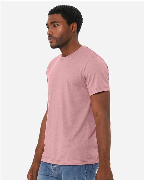 Bella+Canvas 3001CVC Unisex Heather CVC Short Sleeve Tee - Heather Orchid - model side