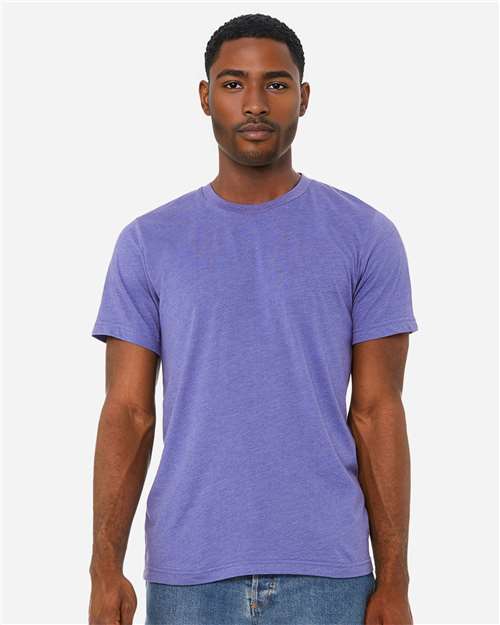Bella+Canvas 3001CVC Unisex Heather CVC Short Sleeve Tee - Heather Lapis - model front