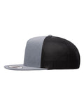 Yupoong 6006 Classic Five-Panel Trucker Cap - Heather/ Black - side