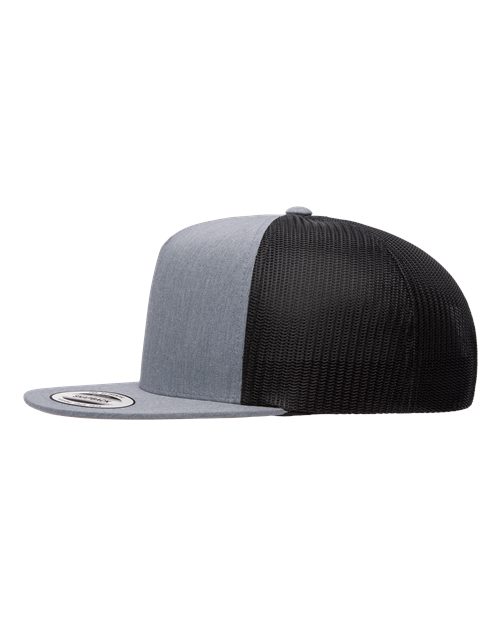 Yupoong 6006 Classic Five-Panel Trucker Cap - Heather/ Black - side