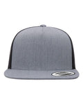 Yupoong 6006 Classic Five-Panel Trucker Cap - Heather/ Black - front