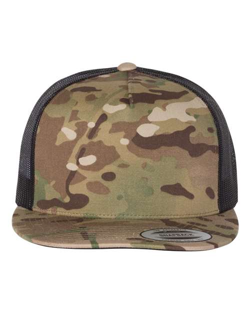 Yupoong 6006 Classic Five-Panel Trucker Cap - Multicam Green/ Black - front