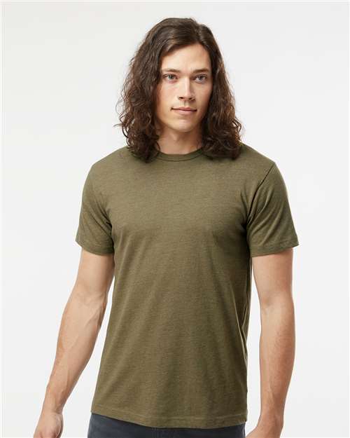 LAT 6901 Unisex Fine Jersey Tee - Vintage Military Green - model front