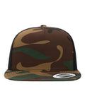 Yupoong 6006 Classic Five-Panel Trucker Cap - Green Camo/ Black - front
