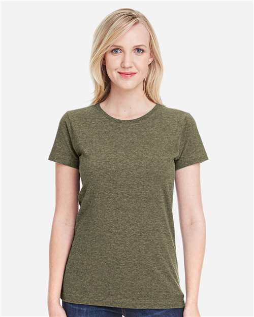 LAT 3516 Women's Fine Jersey Tee - Vintage Military Green - model front