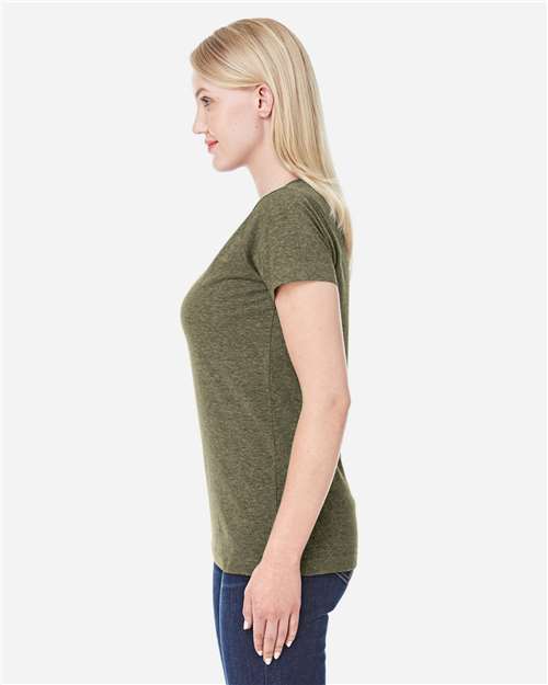 LAT 3516 Women's Fine Jersey Tee - Vintage Military Green - model side