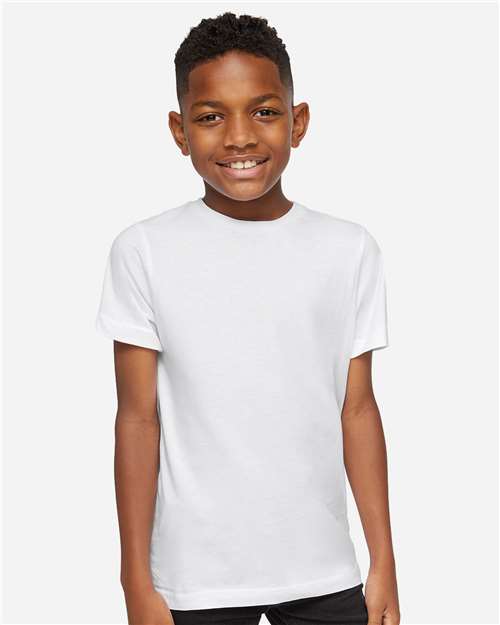 LAT 6101 Youth Fine Jersey Tee - Blended White - model front