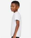 LAT 6101 Youth Fine Jersey Tee - Blended White - model side
