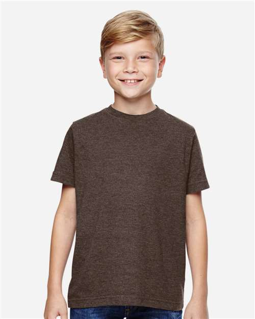LAT 6101 Youth Fine Jersey Tee - Vintage Chocolate - model front