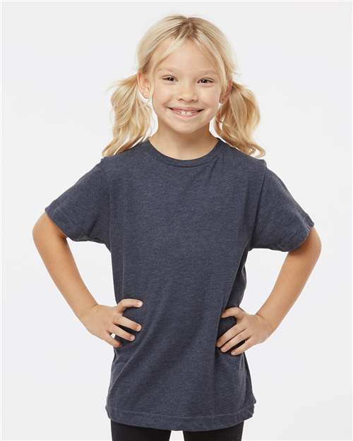 LAT 6101 Youth Fine Jersey Tee - Vintage Navy - model front