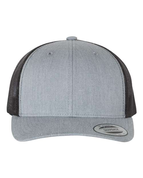 Yupoong 6606 Retro Trucker Cap - Heather Grey/ Black - front