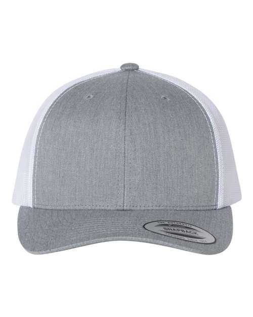 Yupoong 6606 Retro Trucker Cap - Heather Grey/ White - front