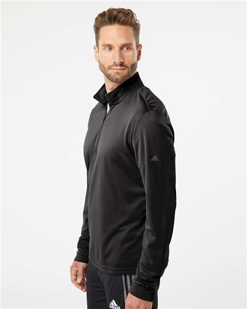Adidas A401 Men's Ultimate365 Lightweight Quarter-Zip Pullover - Black - model side
