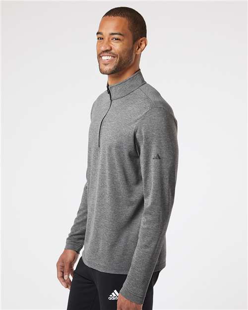 Adidas A401 Men's Ultimate365 Lightweight Quarter-Zip Pullover - Black Heather - model side