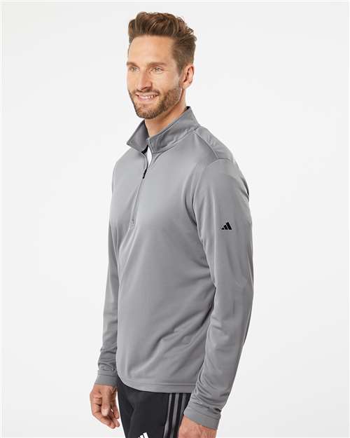 Adidas A401 Men's Ultimate365 Lightweight Quarter-Zip Pullover - Grey Three - model side