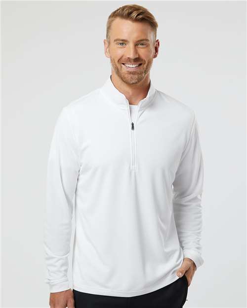 Adidas A401 Men's Ultimate365 Lightweight Quarter-Zip Pullover - White - model front