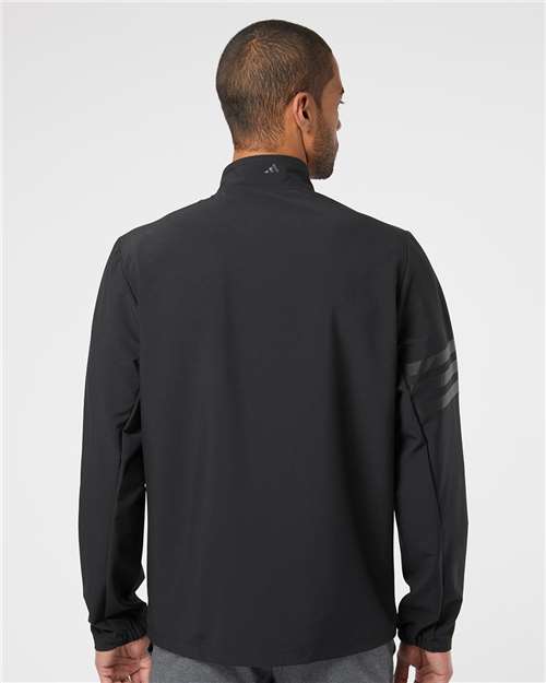 Adidas A267 Men's Wind Resistant Full-Zip Jacket - Black/ Black - model back