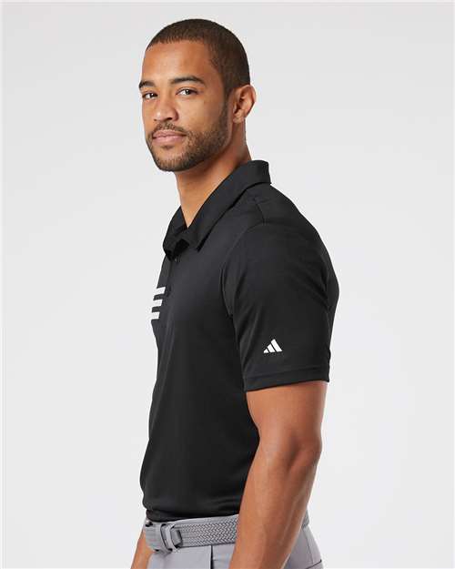 Adidas A324 Men's 3-Stripes Chest Polo - Black/ White - model side