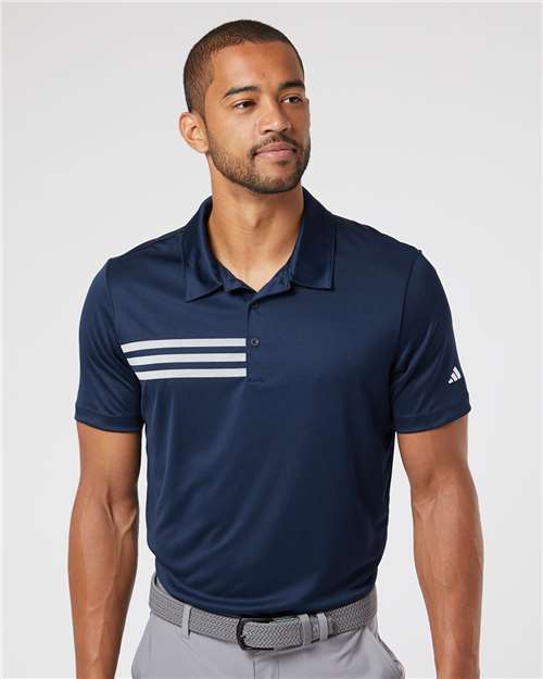 Adidas A324 Men's 3-Stripes Chest Polo - Collegiate Navy/ White - model front