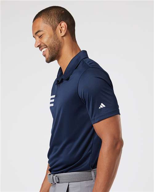 Adidas A324 Men's 3-Stripes Chest Polo - Collegiate Navy/ White - model side