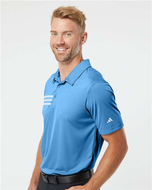 Adidas A324 Men's 3-Stripes Chest Polo - Lucky Blue/ White - model side