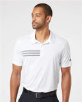 Adidas A324 Men's 3-Stripes Chest Polo - White/ Black - model front