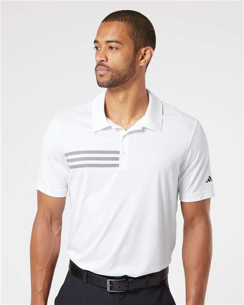 Adidas A324 Men's 3-Stripes Chest Polo - White/ Black - model front